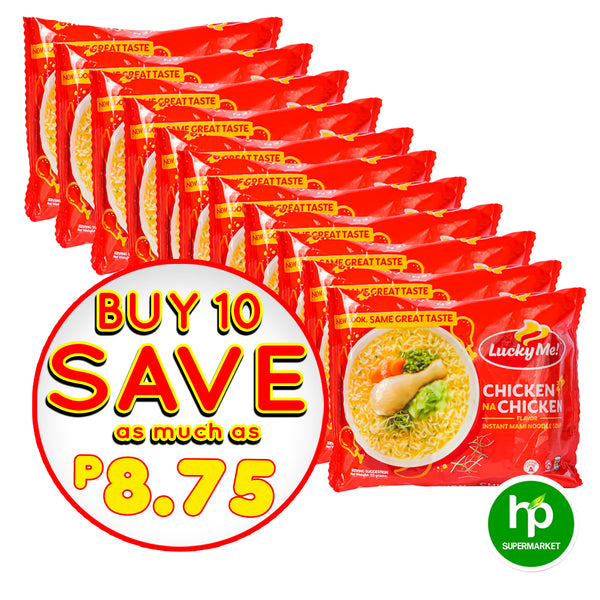Buy 10 Lucky Me Chicken na Chicken Instant Noodles Get 1 Free Save P8.75