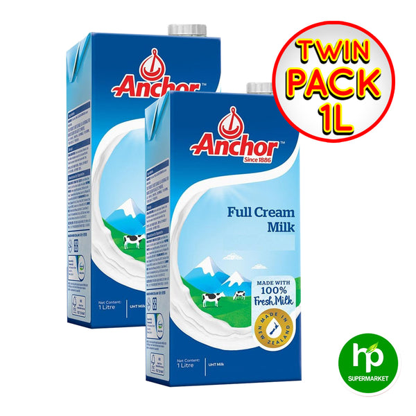 Anchor Full Cream Milk 1l Twin Pack