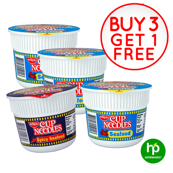 Buy 3 NIssin Cup Noodles Seafood Get 1 Free Cup Noodles Spicy Seafood