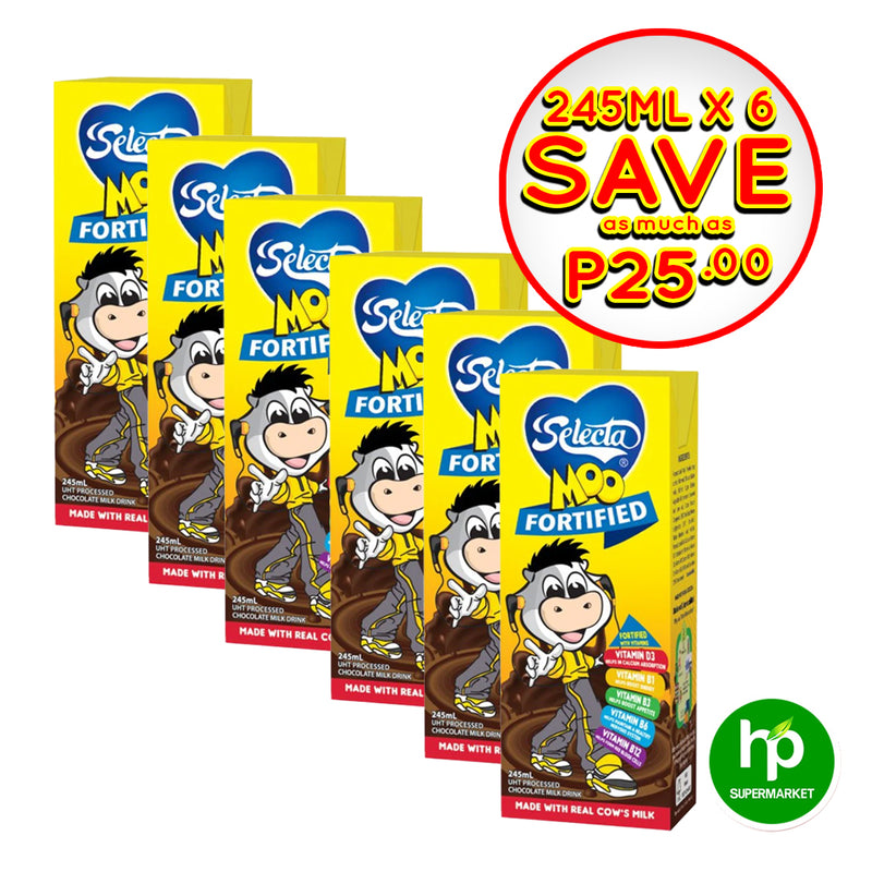 Selecta MOO Chocolate Milk Drink Choco 245mLx6 Save P25