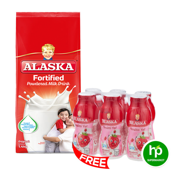 Buy Alaska Fortified Powder Milk 1.4kg Get 6 Frutti Yo! 80ml