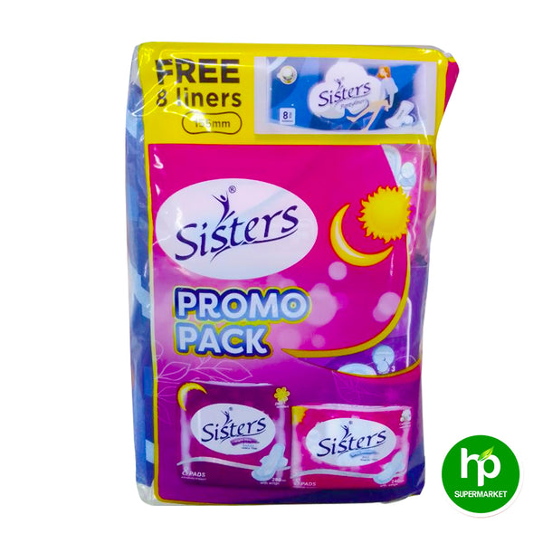 Sisters Day Maxi Cottony Comfort 8 Pads + Sisters Night Plus Dry Comfort 8 Pads Get Free 8 Liners