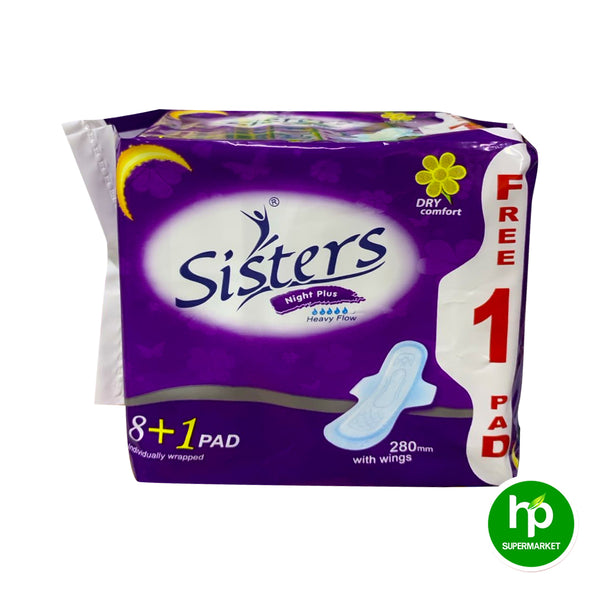 Sisters Dry Comfort Night Plus 8+1 Pad with Wings