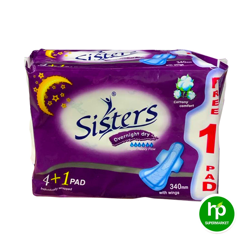 Sisters Cottony Comfort Overnight Dry 4+1 Pad with Wings