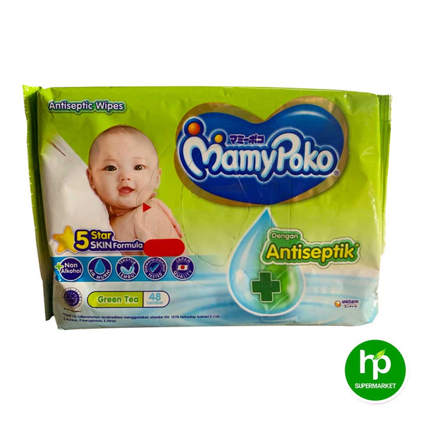 Mamy Poko Antiseptic Wipes Green Tea 48 Pulls