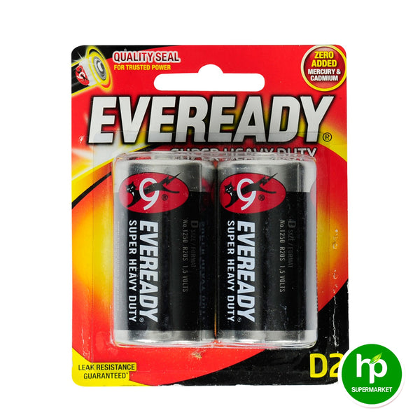 Eveready Battery D2 Pack Super Heavy Duty Black 1250-BP2