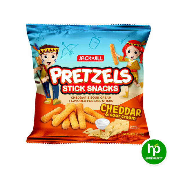 Jack 'n Jill Pretzels Stick Snacks Cheddar & Sour Cream 28g