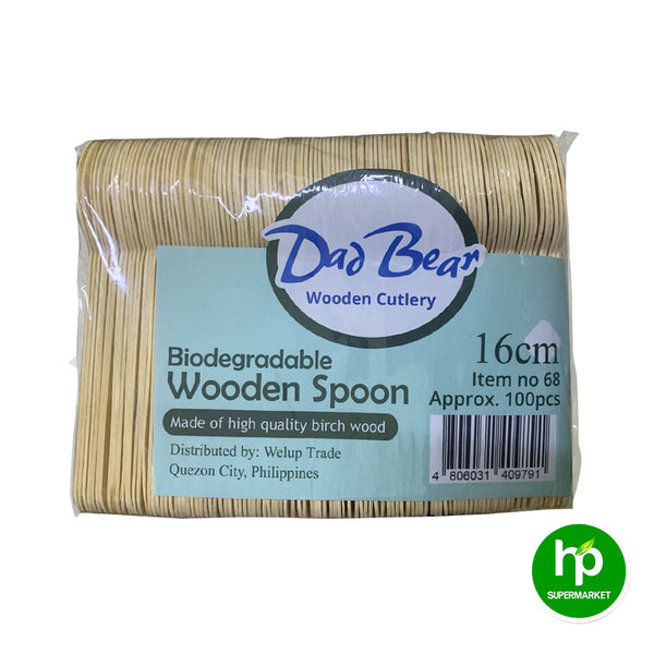 Dad Bear Biodegradable Wooden Spoon 16cm 100's