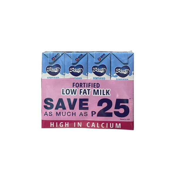 Selecta Fortified Low Fat Milk 245mlx4