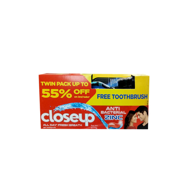Close Up Twin Pack Up 55% OFF on 2nd Tube Get Free Toothbrush