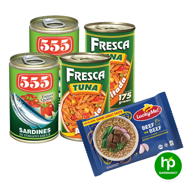 Buy 2 Cans Fresca Tuna 175g + 2 Cans 555 Sardines 155g Get Free Lucky Me Noodles
