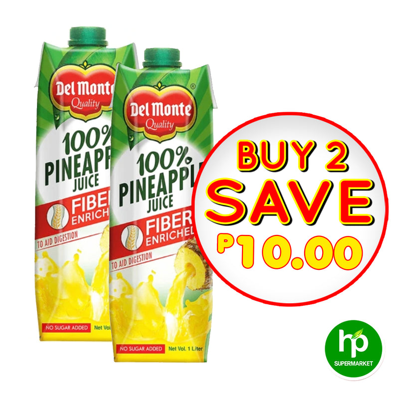 Del Monte 100% Pineapple Juice Fiber Enriched 1L Buy 2 Save 10