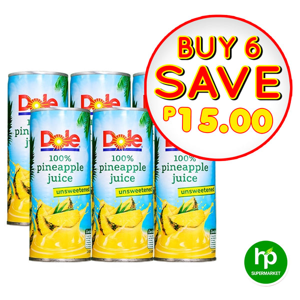 Buy 6 Dole Pineapple Unsweetened 240ml Save 15