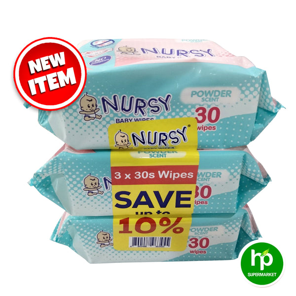 Nursy Baby Wipes Powder Scent 3x30's Save up to 10%
