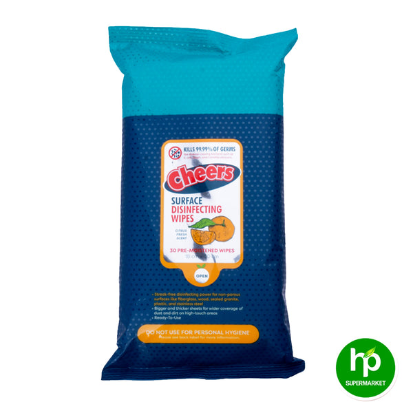 Cheers Surfaced Disinfectant Wipes 30's