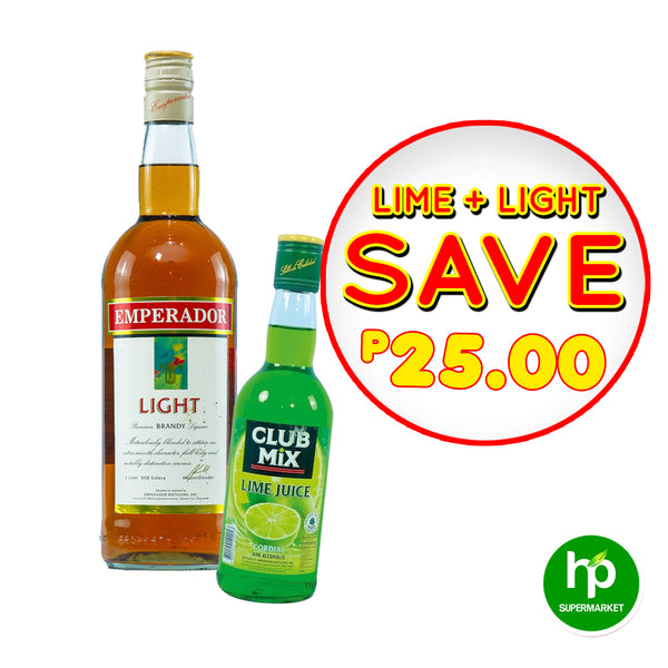 Emperador Light 1L + Club Mix Lime Juice 350ml Save P25