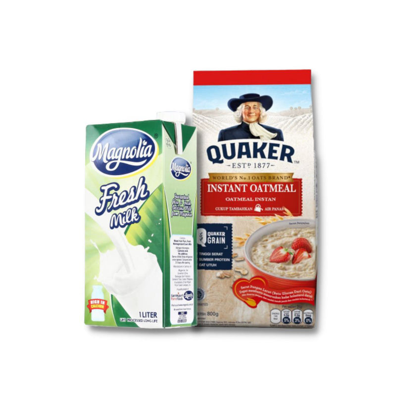Buy Quaker Instant Oatmeal 800g. and 1L Magnolia Fresh Milk Save P20.00