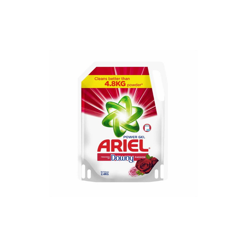 Ariel Liquid with Downy Pouch Power Gel Passion 2.4kg